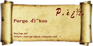 Perge Ákos névjegykártya